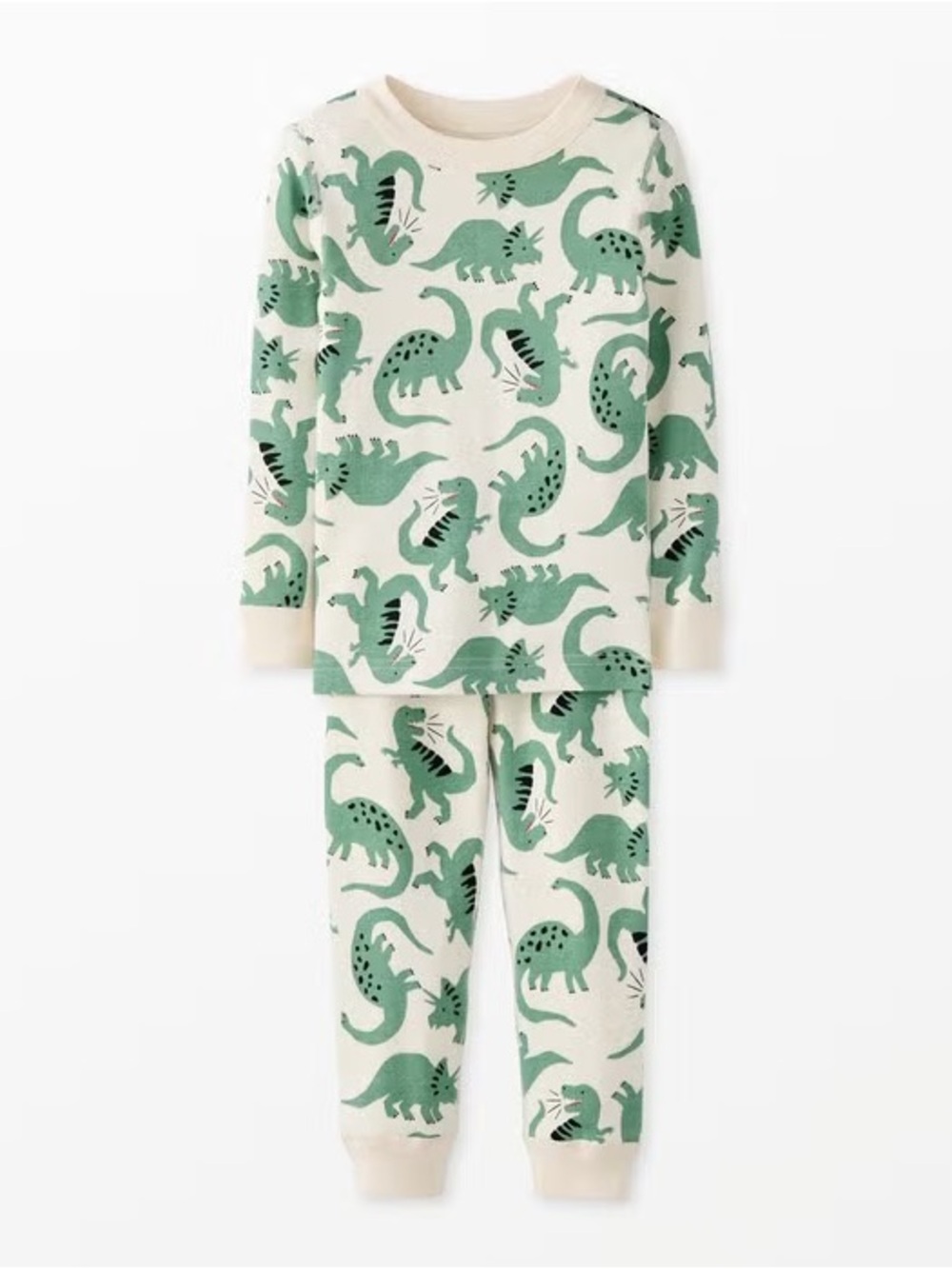 Hanna Andersson Print Long John Pajamas 3T Jasper The Green Dino